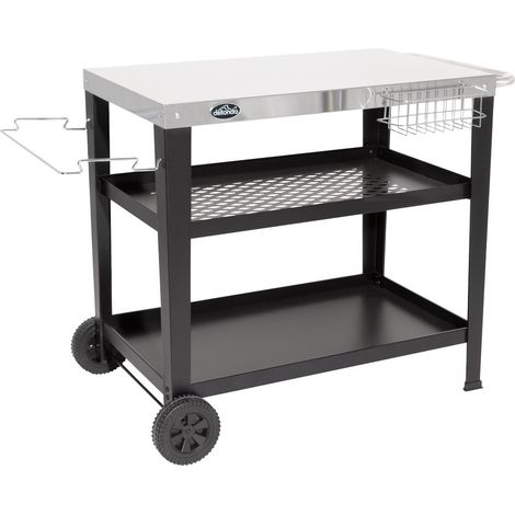 Dellonda DG263 Plancha Trolley with Utensil Holder - Stainless Steel Top (1/5)