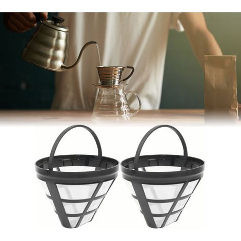 Lot de 2 filtres à café réutilisables en acier inoxydable et nylon, filtration efficace et permanente, pour cafetière à la maison (1/5)