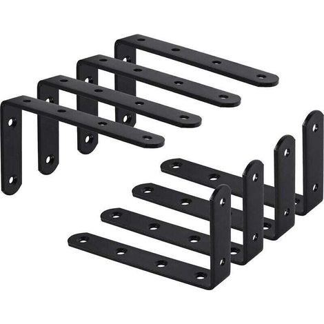 Paquet de 8 supports de support mural, support en forme de L, support fixe, meuble suspendu, 125x75x3mm-Étagère murale (1/4)