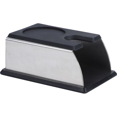Porte-tasse à café en acier inoxydable antidérapant, support de tamper noir, tapis de tassage pour machine à café. (1/5)
