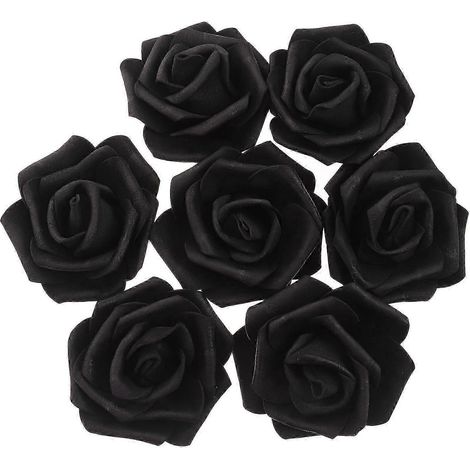 100 têtes de roses artificielles, de couleur noire, compatibles avec les loisirs créatifs et la décoration. (1/5)