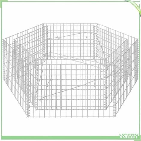 Lit surélevé gabion - FAFEICY - Modèle 142534 - 160x140x50 cm - acier galvanisé - capacité 1400 kg/m³ (1/5)