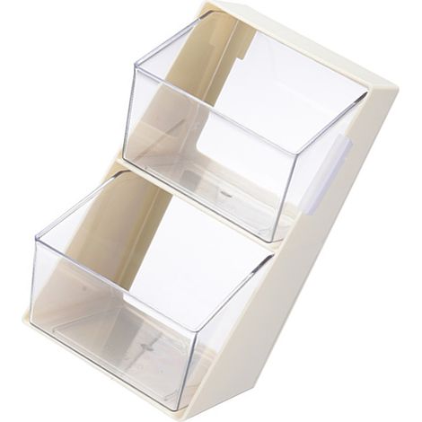 Rangement de bureau en plastique à plusieurs tiroirs anti-poussière style moderne épuré pour sachets thé et dosettes café (1/4)