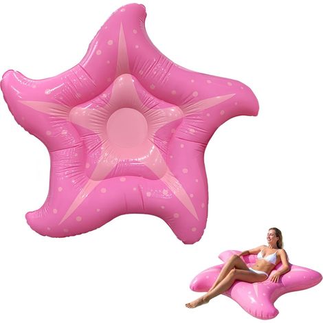 Colchón hinchable para piscina de 140 cm para adultos – Flotador rosa con forma de estrella de mar para piscina, lago y playa – Hamaca flotante hinchable de verano, tumbona acuática, accesorios para f (1/5)
