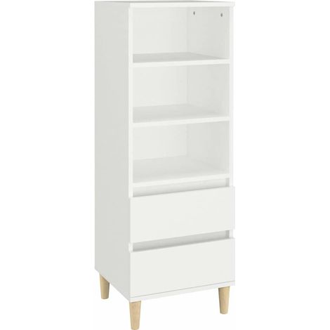 Buffet haut, Commode Armoire Luxueux, pour Salon Chambre Entrée Cuisine, Blanc 40x36x110 cm Bois d'ingénierie OIB6101E (1/5)