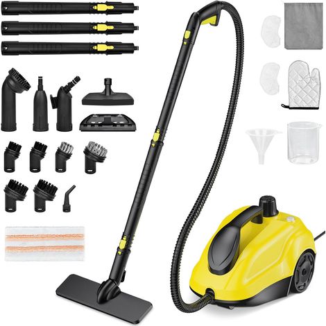 Nettoyeur Vapeur a Main Portable Pression Vapeur : 5 bar, Puissance : 2000 W avec 23 Accessoires et 2L Reservoir Nettoyeurs pour Plancher Tapis,Fenêtre,Verre et Rideau,Bains (1/5)