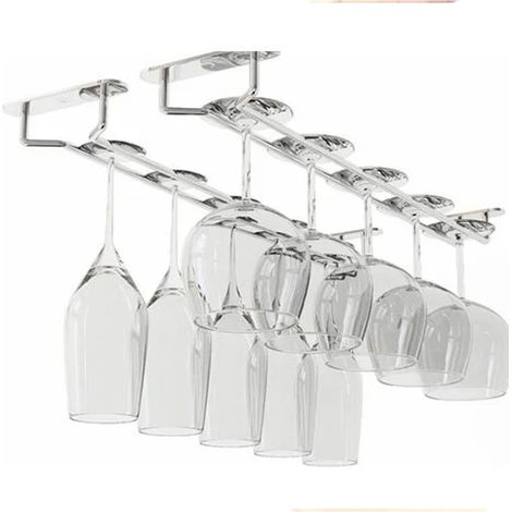 Porte-verres à vin double rangée en acier inoxydable de 35 cm, porte-verres à vin suspendu en fer chromé