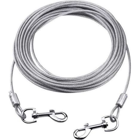 Câble D'attache - Acier Tressé 5 Mm - Pour Chiens Jusqu'à 80 Kg - 10 M - Blanc (1/5)