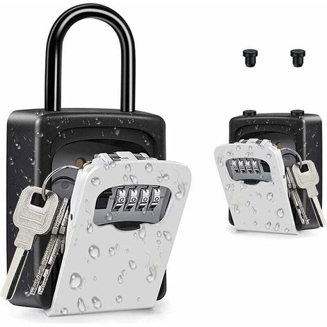 (Silver) Portable key safe, key safe with padlock and removable shackle, outdoor wall-mounted combination lock box for home, office, contractors, Airbnb rentals (1/4)