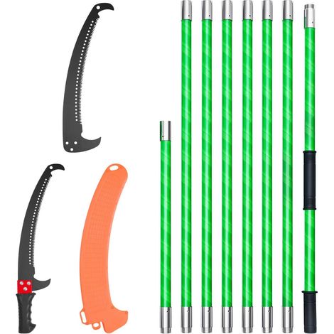 Scie à perche manuelle extensible 118-8093 cm avec lame en acier 65Mn, légère poignée en fibre de verre pour tailler arbres et (1/5)