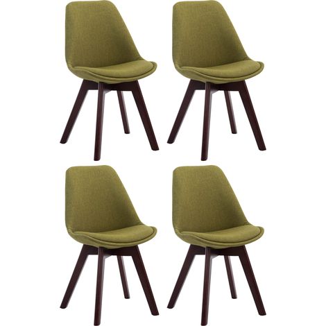 Set de 4 Sillas Borneo para comedor en tela Verde Nogal