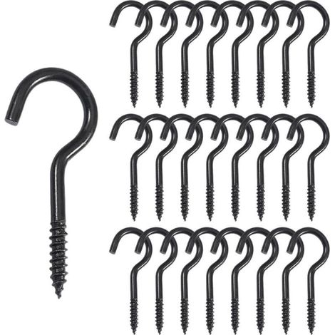 Crochets À Vis, Crochets à Vis de Plafond, Crochets Muraux à visser Inox pour Intérieur, Extérieur, Clés, Lumières, Décoration de Noë(40mm-25pcs) (1/5)