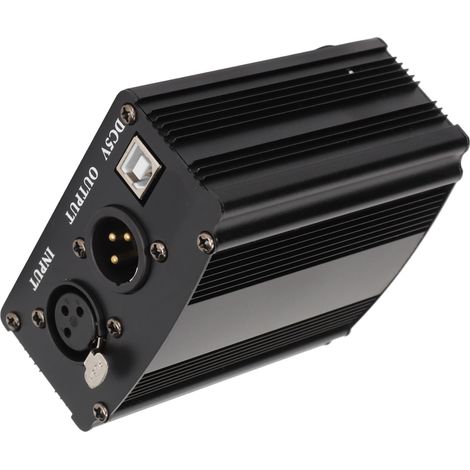 48V 1-Kanal Phantomspeisung für Mikrokondensatormikrofone mit 3-poligem XLR- und USB-Kabel