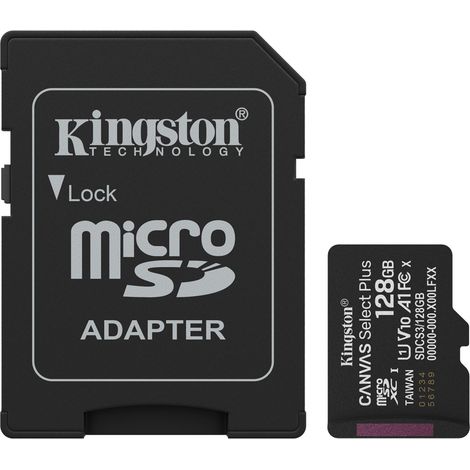 Kingston Technology 128GB microSDXC Canvas Select Plus Gen3 150MB/s A1 (Adattatore SD incluso) (1/4)