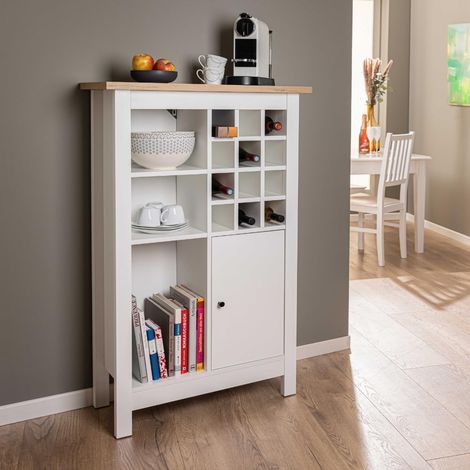 Armoire à vin, Bois d'ingénierie, Blanc, 3 Compartiments/1 Porte (1/5)