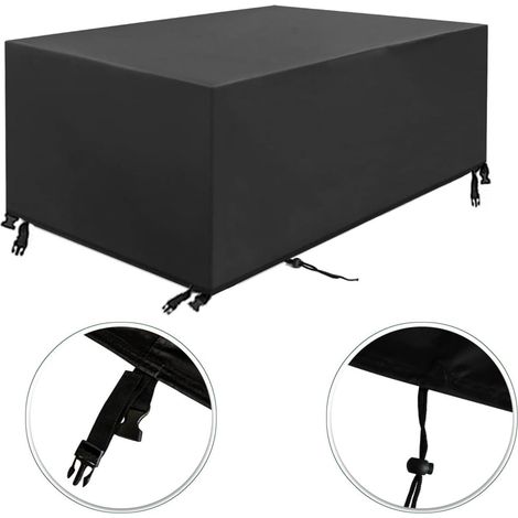 Housse Protection de Mobilier Jardin 170x90x74cm(LxWxH) 420D Oxford Tissu Imperméable pour Ensembles de Table et de Canapé avec Corde et Boucle Verrouillage (1/5)