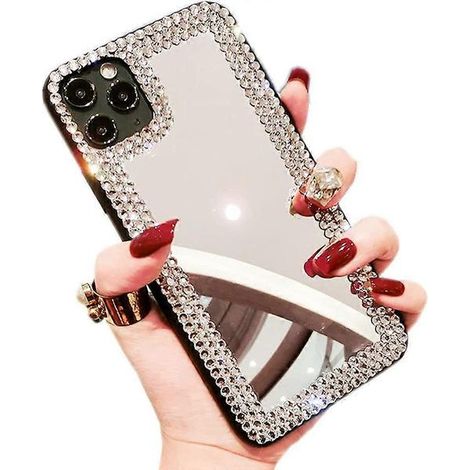 Coque iPhone 11 à paillettes 3D scintillantes, effet miroir luxueux, cristal brillant, strass, contour transparent, protection pour femme. (1/5)