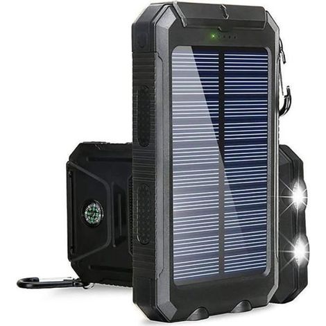 Batterie Externe Solaire - 20000 mAh - Double Port USB - Lampe LED Intégrée - Pour Extérieur (1/4)