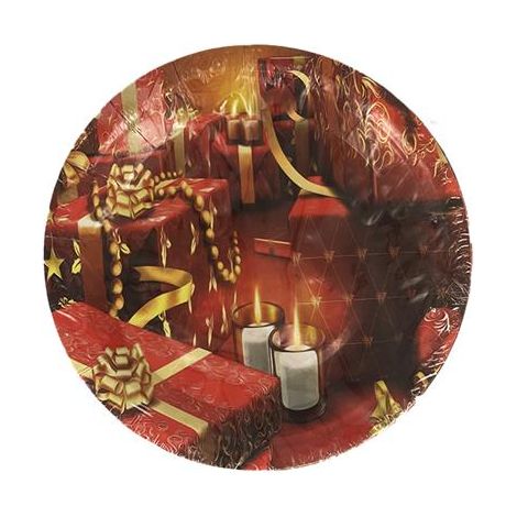 PIATTI DI CARTA NATALIZI DA DESSERT 24 PEZZI IN COLAZIONE ROSSO