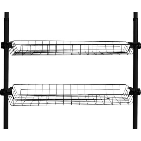 Wenko Cesta Herkules, set cesti portaoggetti 2 pezzi in ottica filo, in acciaio stabile, inclusi supporti in plastica per espansione del sistema telescopico Herkules, (L x A x P): 94 x 8 x 38, nera (1/5)