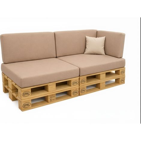 Set 6 coussins palette assises 120x60 dossiers + 120x40 kit coussins canapé de jardin Beige coussins pour mobilier de jardin (1/5)