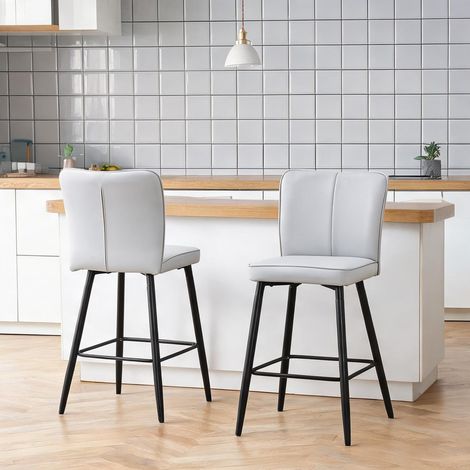 Lot de 2 tabourets de bar en métal et simili cuir gris clair 44 (1/5)