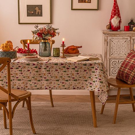 Christmas tablecloth, Christmas table runner, decorative Christmas tablecloth in imitation cotton and linen lace, 140 × 90 cm (1/4)