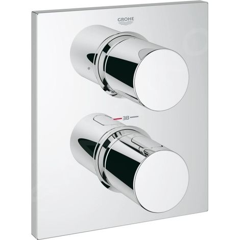 Grohe – Mitigeur thermostatique de baignoire encastré – Finition chromée – Débit 53 l/min à 3 bar – 27618000 (1/4)
