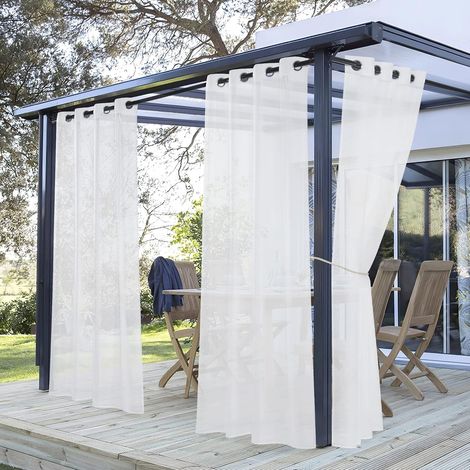 2 PCs Rideau Voilage Oeillets Antirouille Polyester Filtre Lumière Pergola Jardin (1/5)
