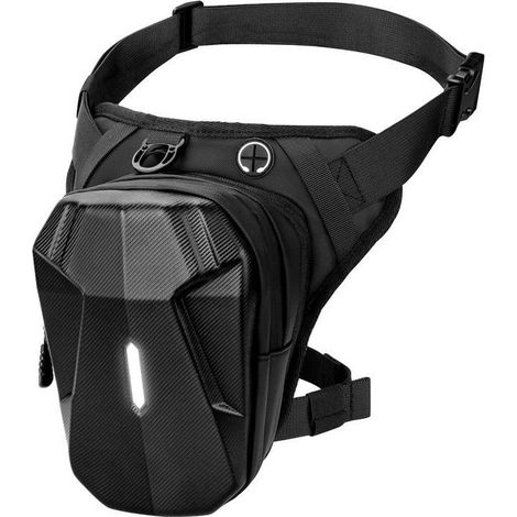 Sacoche de Jambe Moto - Non spécifié - Multifonction - Poche Extensible - Sangle Amovible - Noir (1/4)