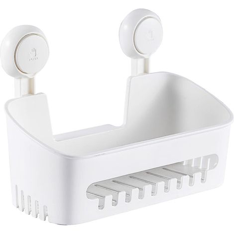 Panier de douche amovible sans perçage avec ventouses et étagère de rangement. (1/5)