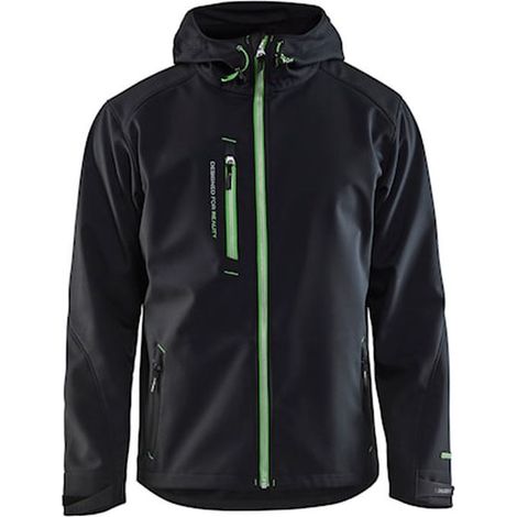 Giacca da lavoro softshell con cappuccio 4949 - Nero/Verde 4XL (1/3)