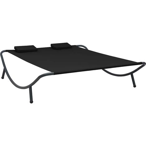 vidaXL Tumbona de jardín de tela negro (1/5)