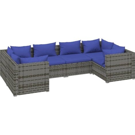 Maison Exclusive - 6-tlg. Garten-Lounge-Set mit Kissen Poly Ratta (1/5)