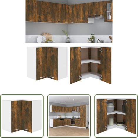 Küchenregal - Eck-Hängeschrank Lyon Räuchereiche 57x57x60 cm Holzwerkstoff (1/5)