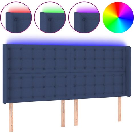 Maison Exclusive - Testiera a LED Blu 163x16x118/128 cm in Tessuto