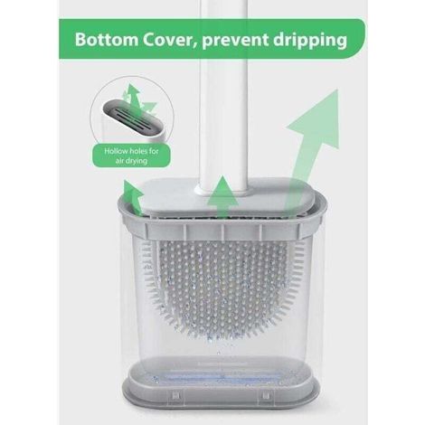 Set di 2 scopini per WC in silicone con supporto, scopino per WC da appendere, scopino antibatterico per il bagno, bianco (1/3)