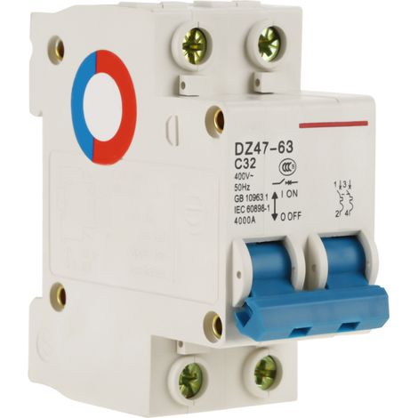 Disjoncteur miniature 2 pôles 32A 400V pour tableau de distribution d'éclairage (1/5)