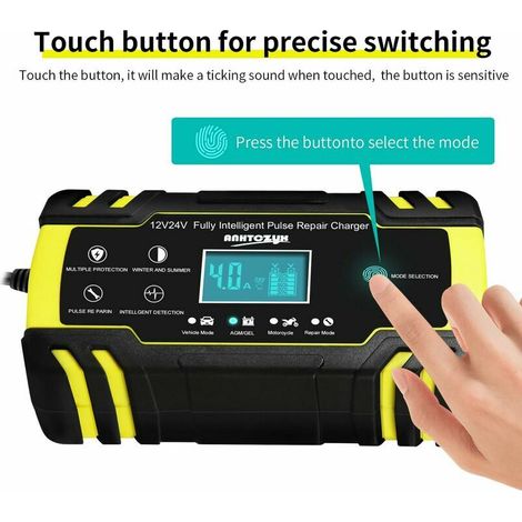 Caricabatterie auto intelligente, 12V 8A / 24V 4A, display LCD, compatibile con batterie da 6Ah a 150Ah. (1/3)