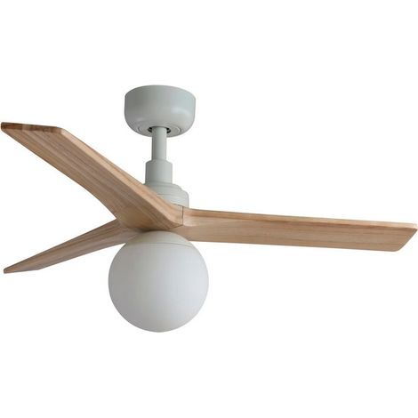 Faro Klim Small White, Light Oak Wood Ceiling Fan DC E27 6 Speed (1/4)