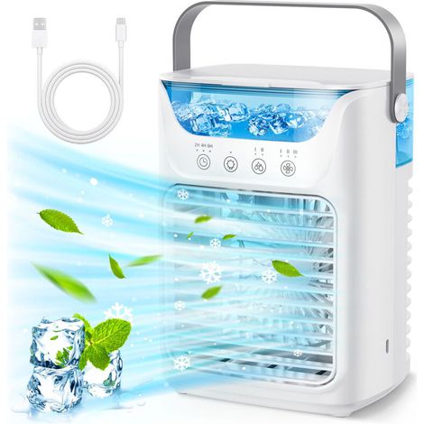 SJLERST Ventilateur de l'unité de Climatisation-Climatiseur Portable et Refroidisseur D'air Humidificateur et Ventilateur de Refroidissement de Bureau 4-en-1 avec 700ML / 2 Brouillard (1/5)