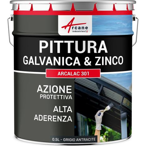 Vernice per ferro zincato: protegge e decora - ARCALAC 301 - 0,5 L Grigio Antracite - RAL 7016 - ARCANE INDUSTRIES (1/4)