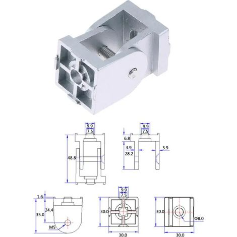 (A3) Pour profilés en aluminium séries 20/30/40, charnière en alliage de zinc, support de connexion à angle réglable industriel (1/5)