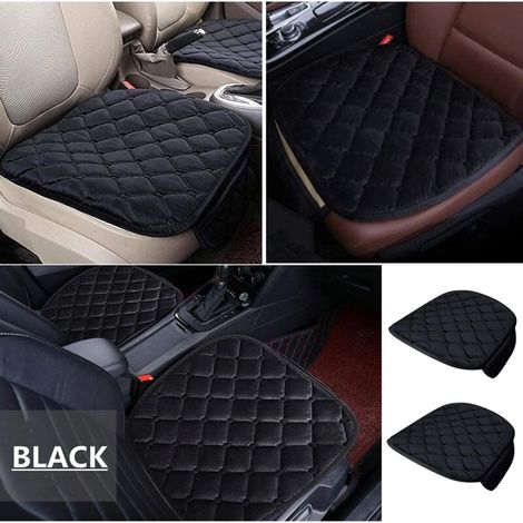 Coussin de Siège de Voiture Housse de Siège Housse en Velours pour Arrière Chaise Siège Avant Véhicule Housse Protection Tapis Protection pour Animaux Compagnie (2 Siège Avant, Noir) (1/3)