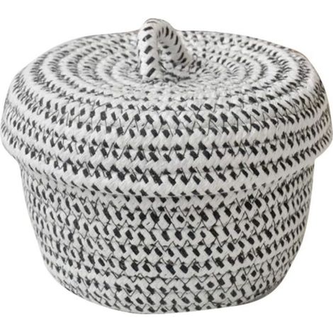 YMYNY Petit panier de rangement avec couvercle en corde de coton naturel, boîte de rangement pour chambre d'enfant, panier pour jouets de bébé (1/4)