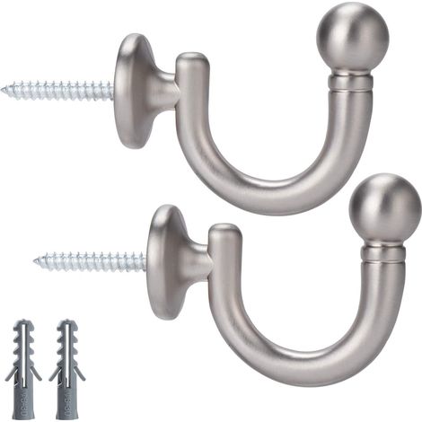 embrasses de Rideaux métalliques à tête Ronde - Embrasses de Rideaux - Embrasses de Rideau - Crochets de fenêtre - Crochets pour vêtements, Manteaux, Chapeaux, Porte-Serviettes - Nickel Mat (1/5)