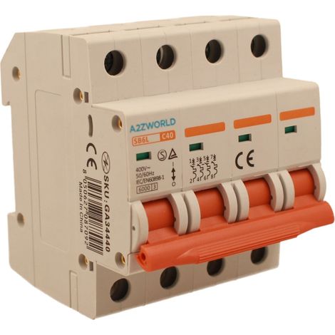 MCB Interruttore Magnetotermico Automatico Curva C 4P 4M 6000A C40A AC 400V IP20 IEC60898-1 SB6L