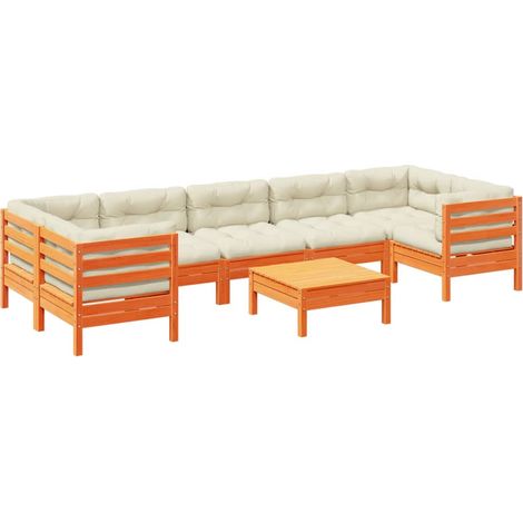 Maison Exclusive - Set de sofás jardín 8 pzas con cojines madera (1/5)