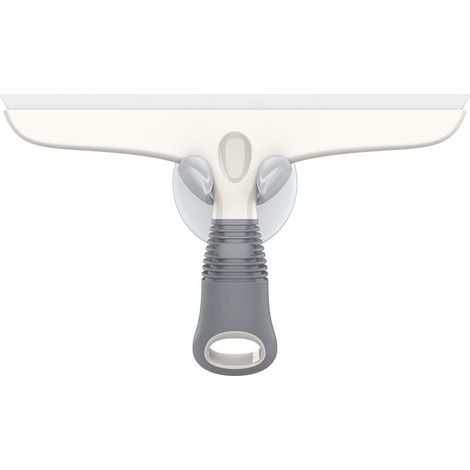 Raclette Multifonction pour fenêtre, Verre, Porte de Douche, Voiture, Brosse à récurer Robuste avec Crochet à Ventouse Inclus, 25,4 cm, Blanc et Gris (1/4)
