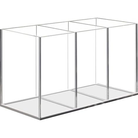 Transparenter Acryl-Stiftehalter mit 3 Fächern, Acryl-Stiftehalter, Aufbewahrung für Make-up-Pinsel, Schreibtisch-Organizer (1/5)